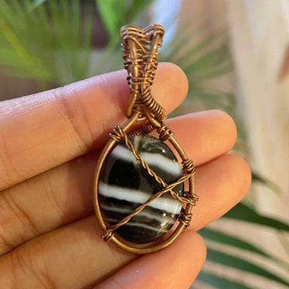 Sulemani Copper Wire wrapped Pendant | Stone of Spirituality & Protection