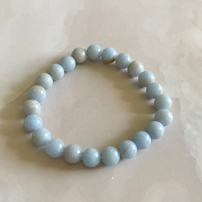 Angelite Bead Bracelet -- Stone To Connect With Spirit Guides Crystal & Stones