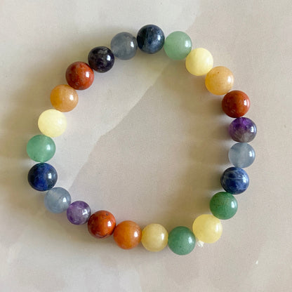 Seven Chakra Beads Bracelet Crystal & Stones