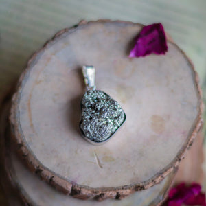 High quality Pyrite cluster Peruvian Pendant with leather cord