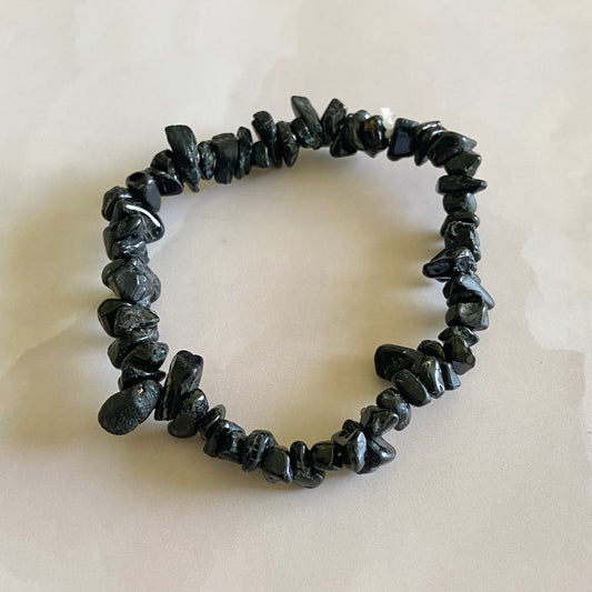Black Tourmaline Chips Bracelet | Grounding & Protection Crystal Stones