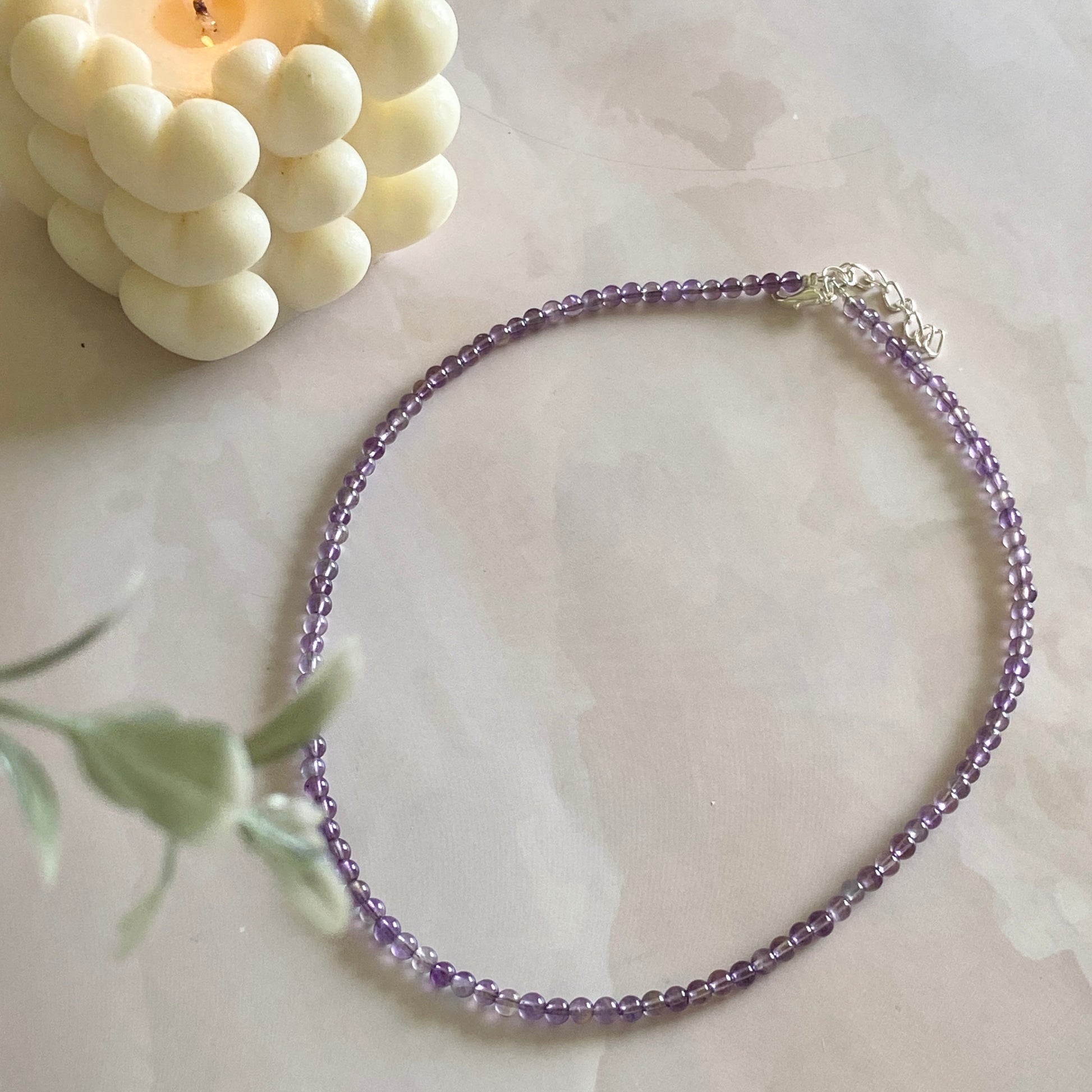 Amethyst Mini Beads Necklace | Third Eye & Crown Chakra Crystal Stones