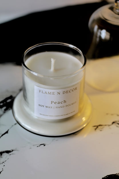 Bell Jar Candle With Glass Dome | Peach Soy Candle