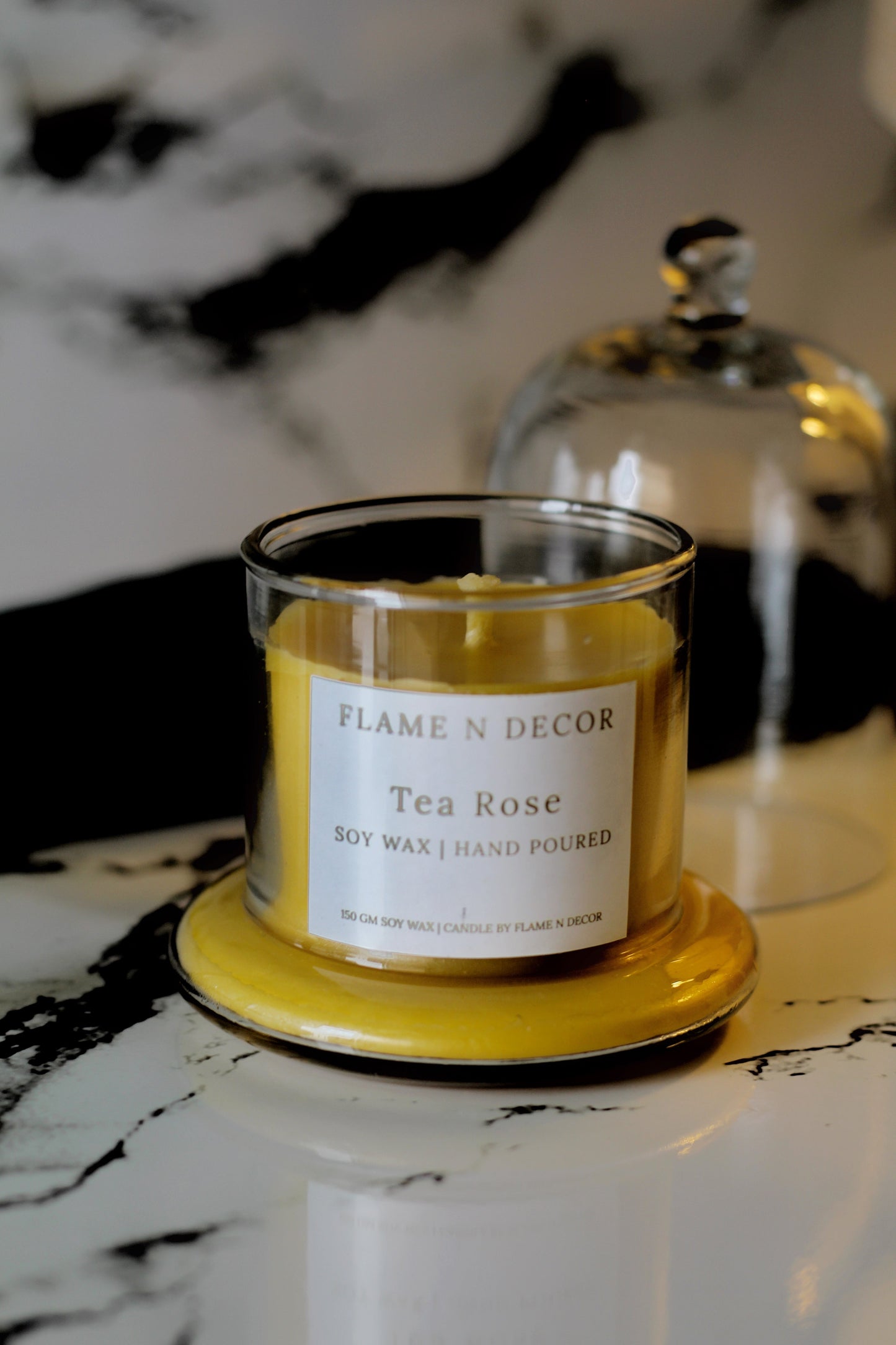 Bell Jar Spy Wax Candle with Glass Dome | Tea-rose