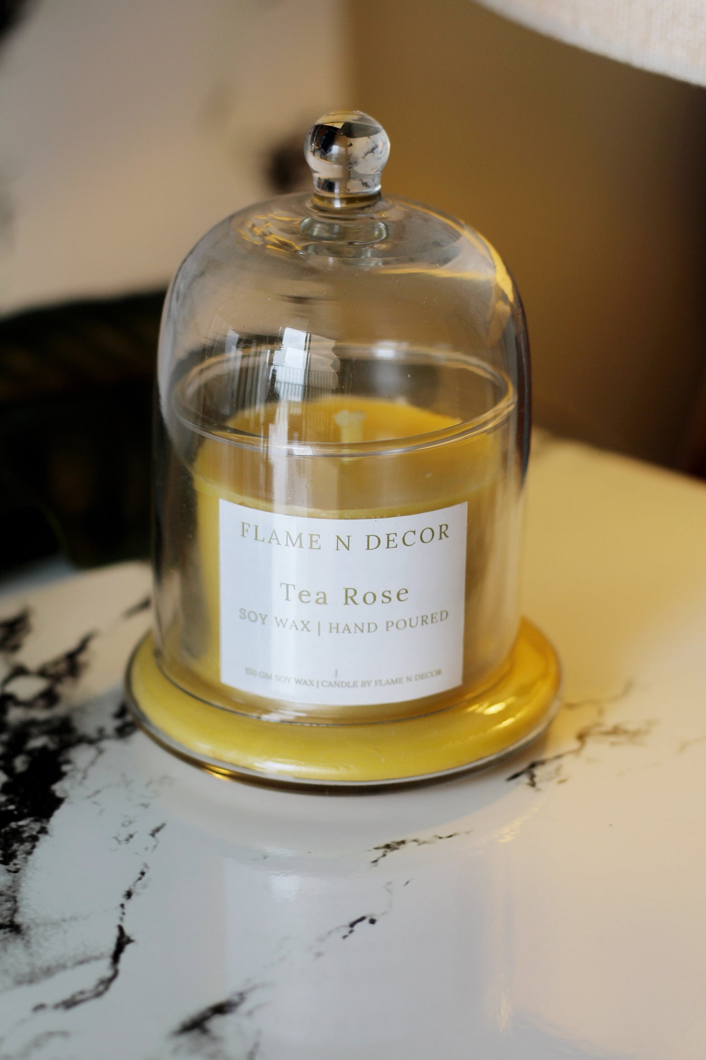 Bell Jar Spy Wax Candle with Glass Dome | Tea-rose