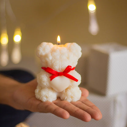 Little peony carved Teddy Soy Candle