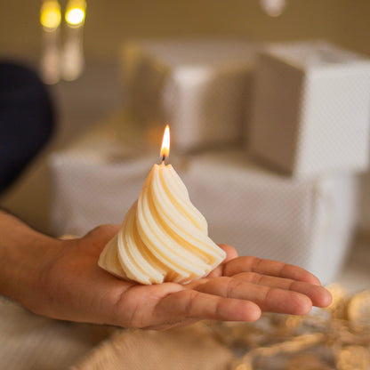White Swirl Tree Decorative Candle set of 2