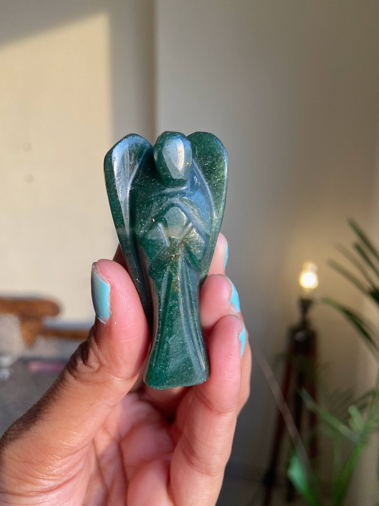 Green Jade Angel Carving Crystal & Stones