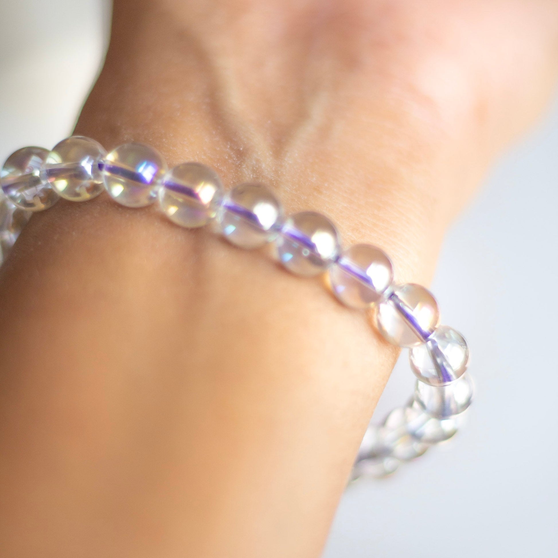 Angel Aura Quartz Bead Bracelet - 8Mm | Peace & Purification Crystal Stones