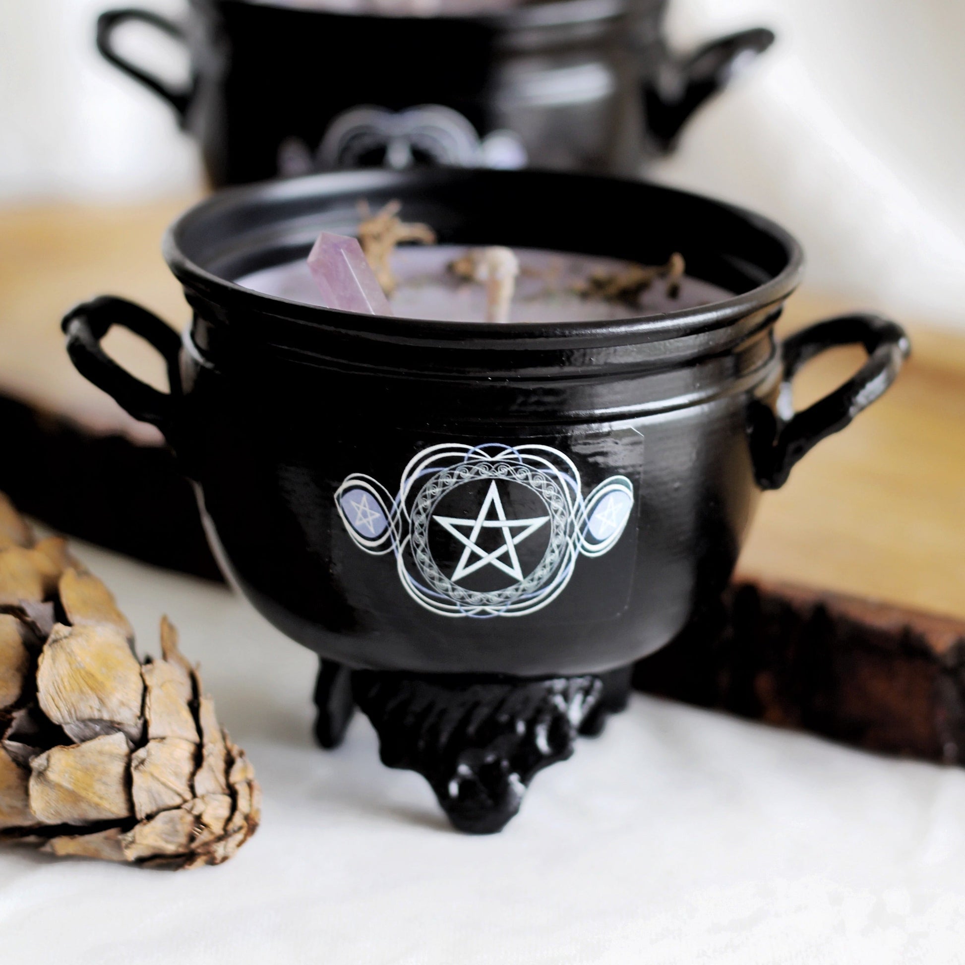 Cleansing & Purification Pentacle Print Cauldron Candle