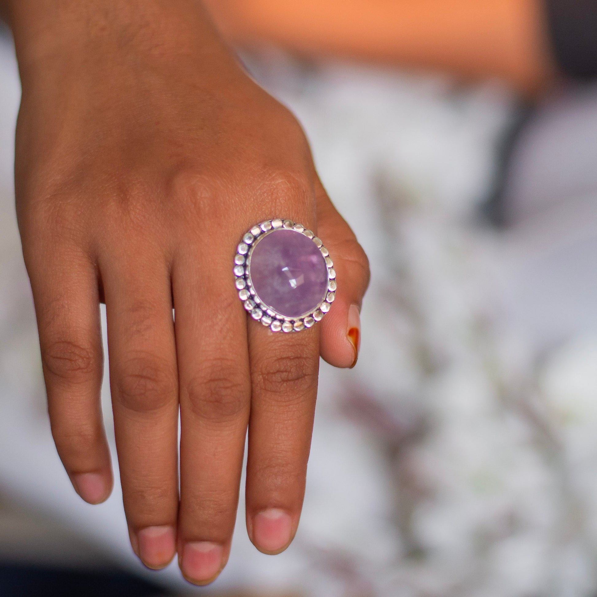 Amethyst Oxidised Crystal Ring | Helps Activating Third Eye & Psychic Abilities Stones