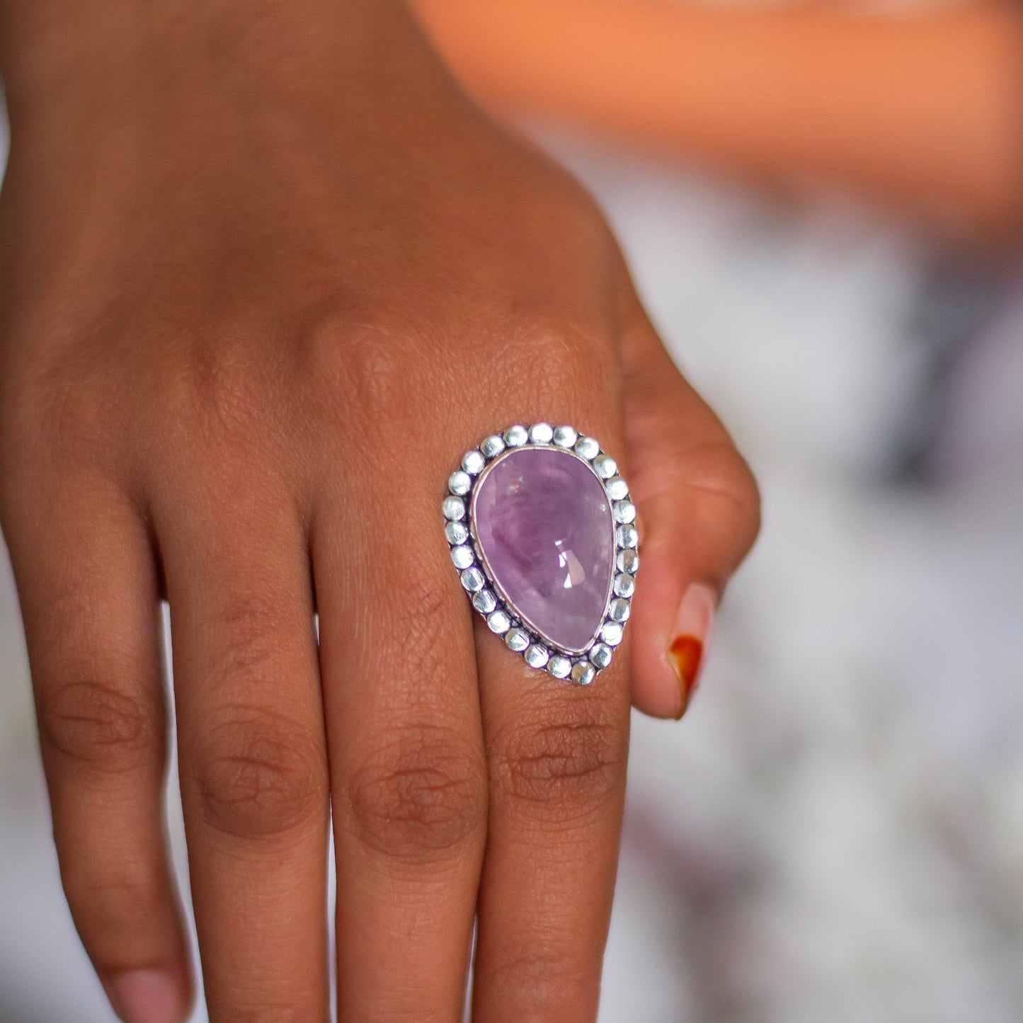 Amethyst Oxidised Crystal Ring | Helps Activating Third Eye & Psychic Abilities Stones