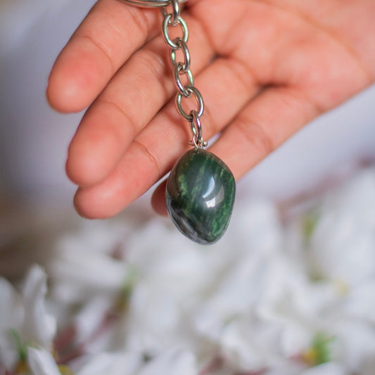 Bloodstone Tumbled Keychain | Helps With Getting Rid Of Anxiety & Depression Crystal Stones