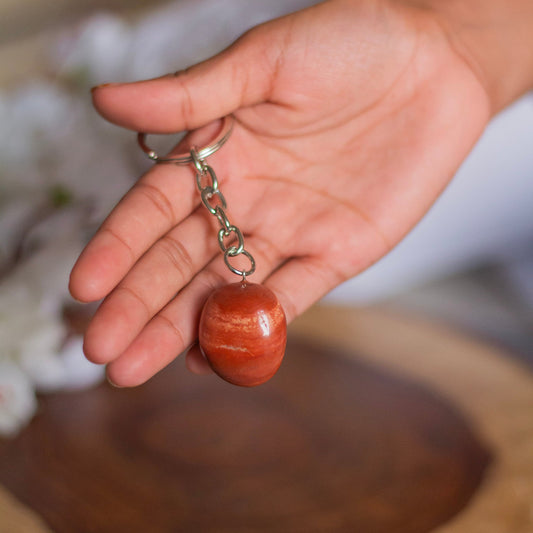 Red Jasper Tumble Keychain | Healing & Grounding Crystal Stones