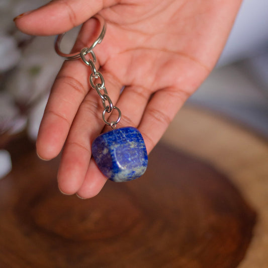 Lapis Lazuli Tumbled Keychain | Expression & Communication Crystal Stones