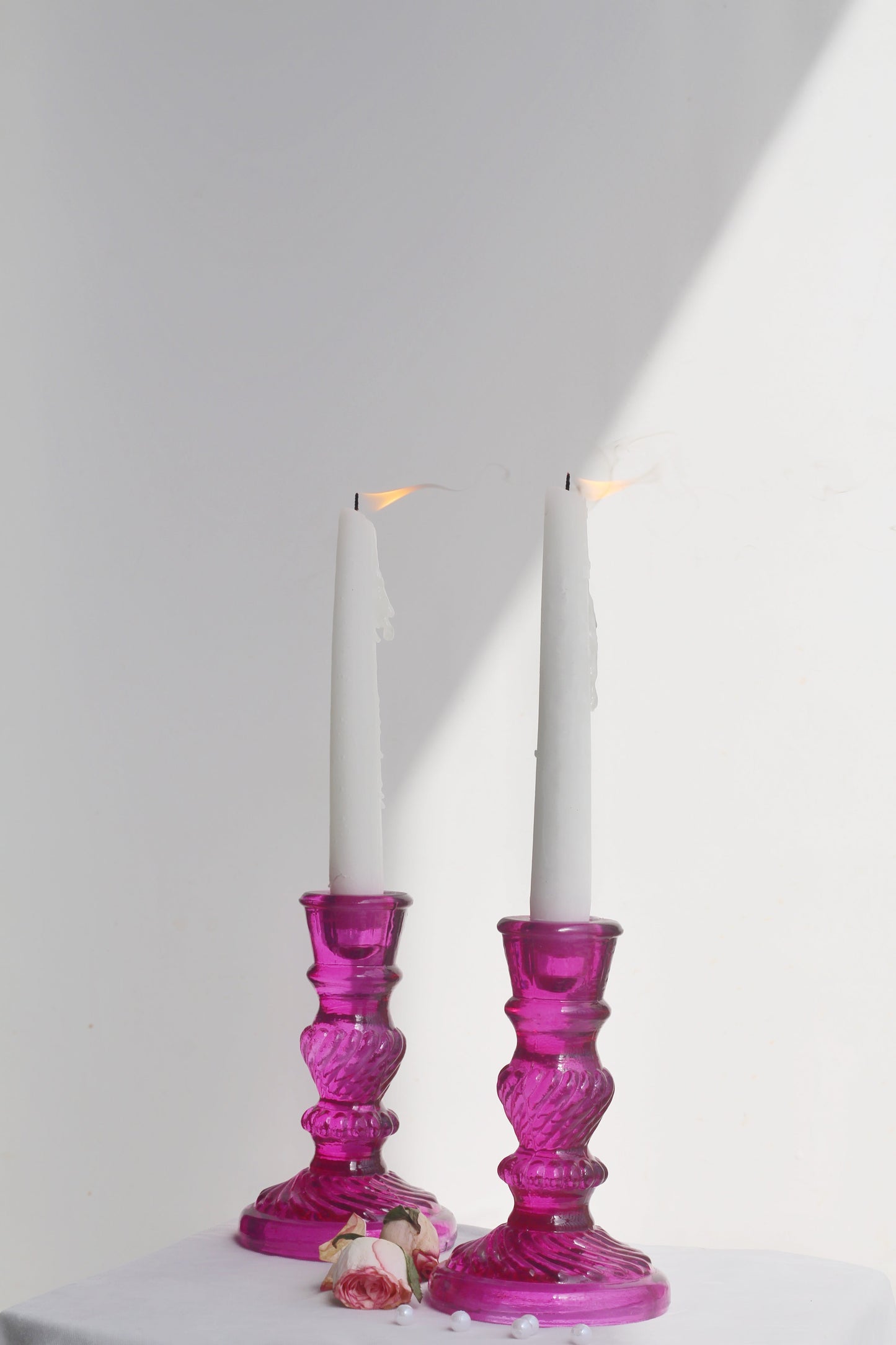 Pink Vintage Glass Candle Holder Home Decor