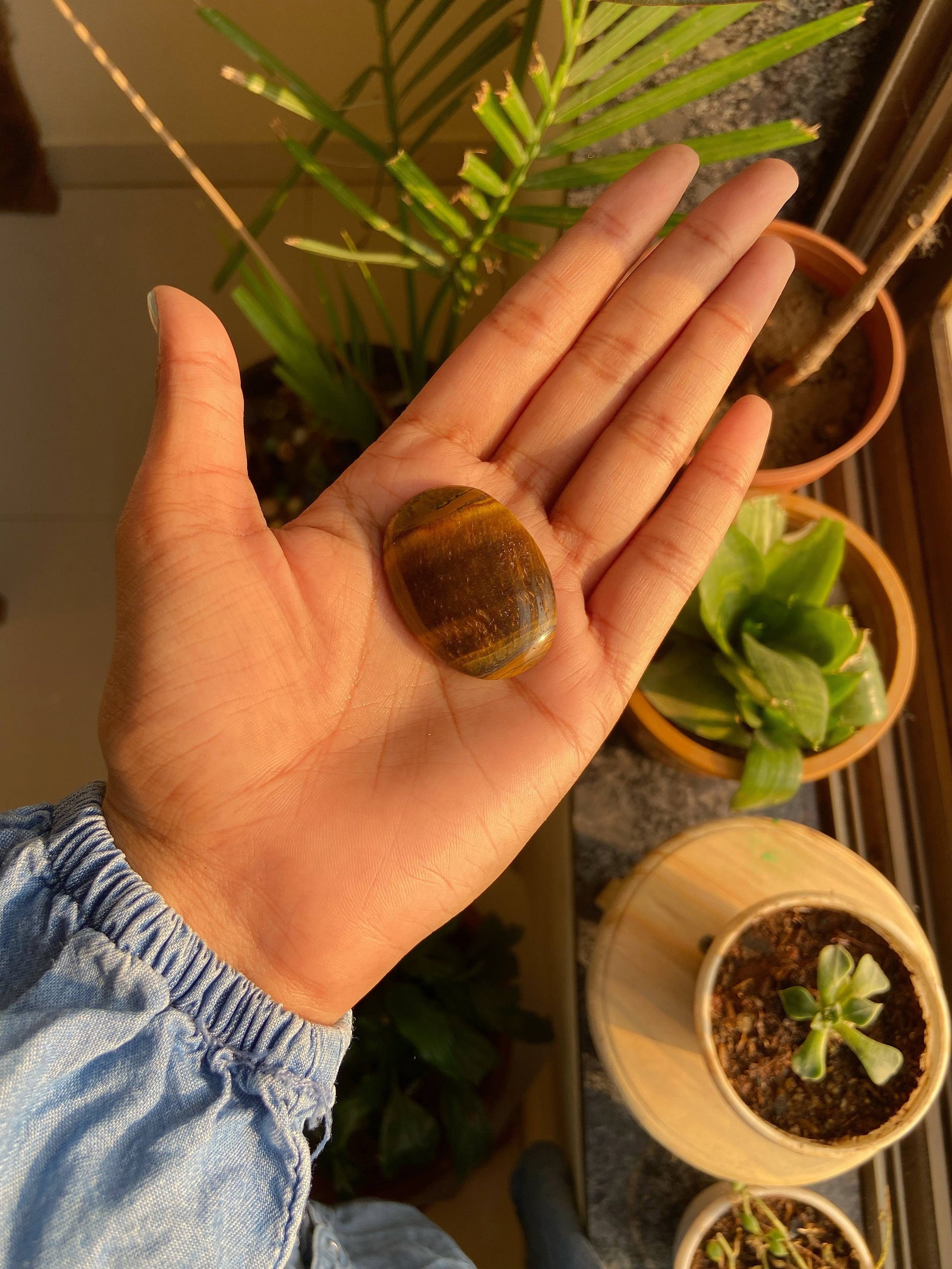 Tigers Eye Worry Stone | Increase Courage Strength Wealth & Protection Against Evil Negative Crystal