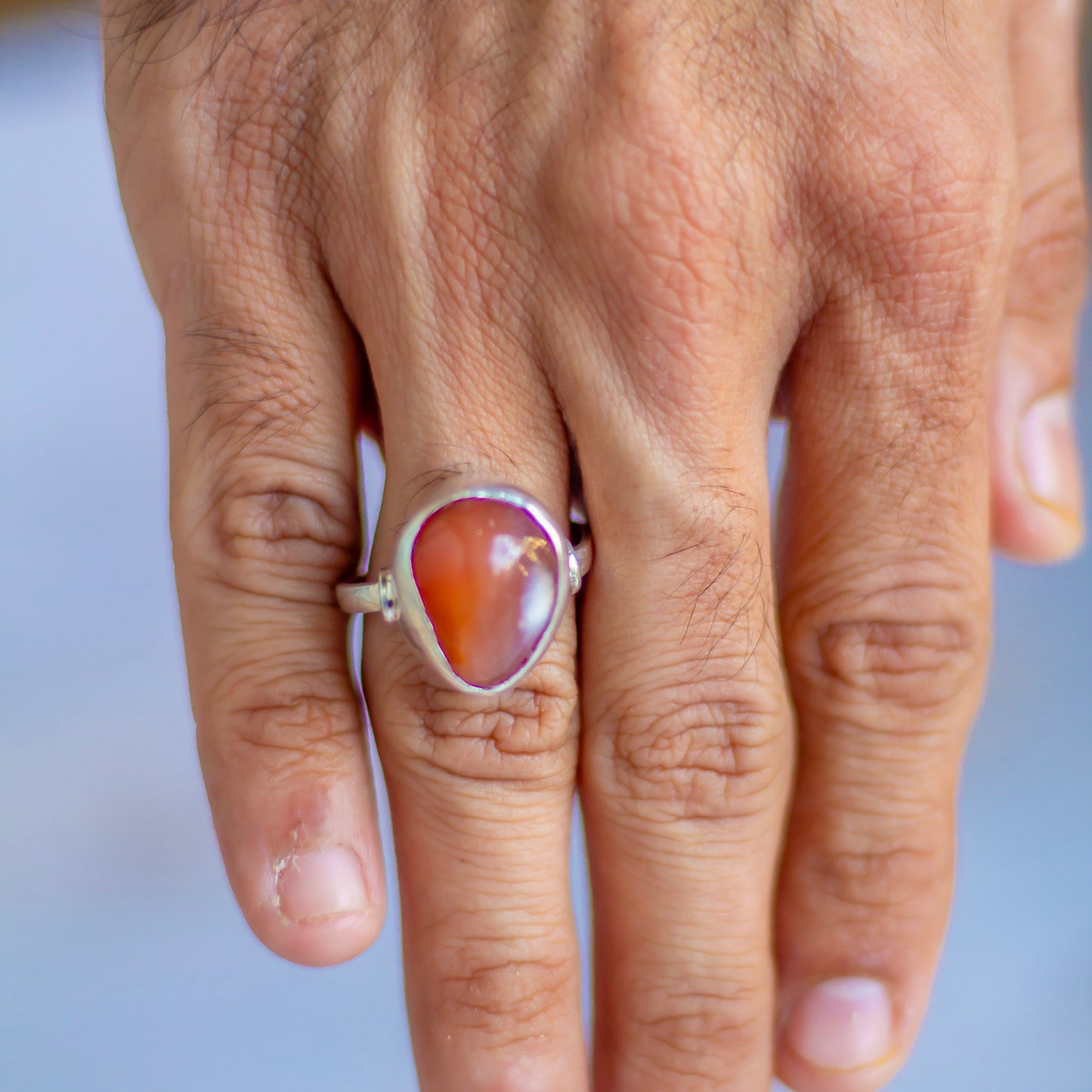 Orange Carnelian fine Silver Ring | Opportunities & Courage