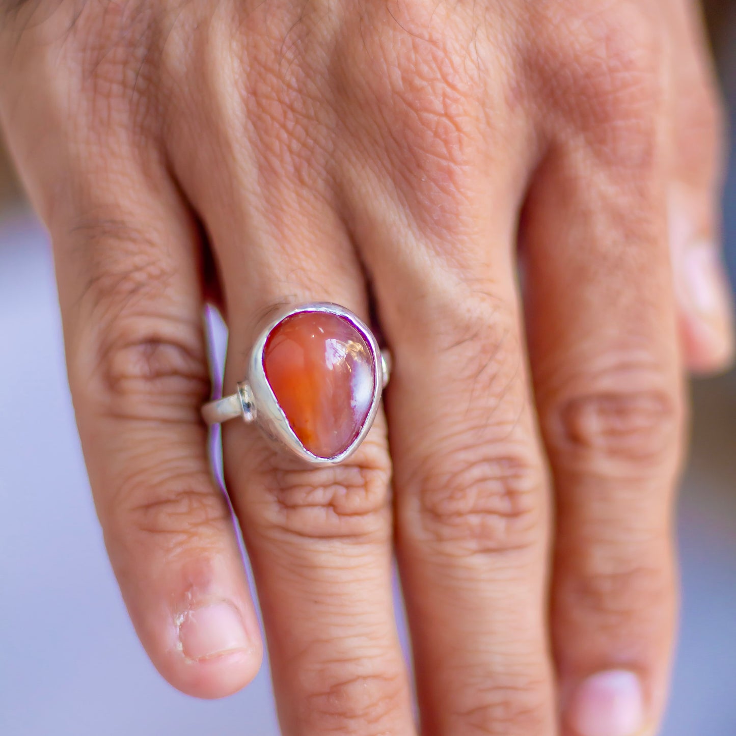 Orange Carnelian fine Silver Ring | Opportunities & Courage