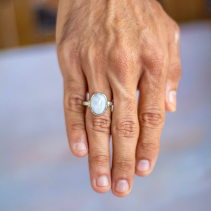 Rainbow Moonstone fine Silver Ring | | Cultivates Compassion & empathy