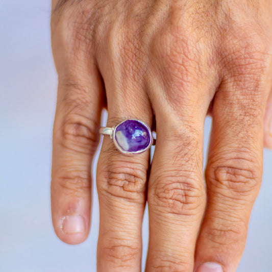 Amethyst fine Silver Ring | Helps activating Third Eye & Psychic abilities