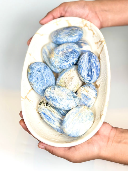 Natural Blue Kyanite Palm Stone