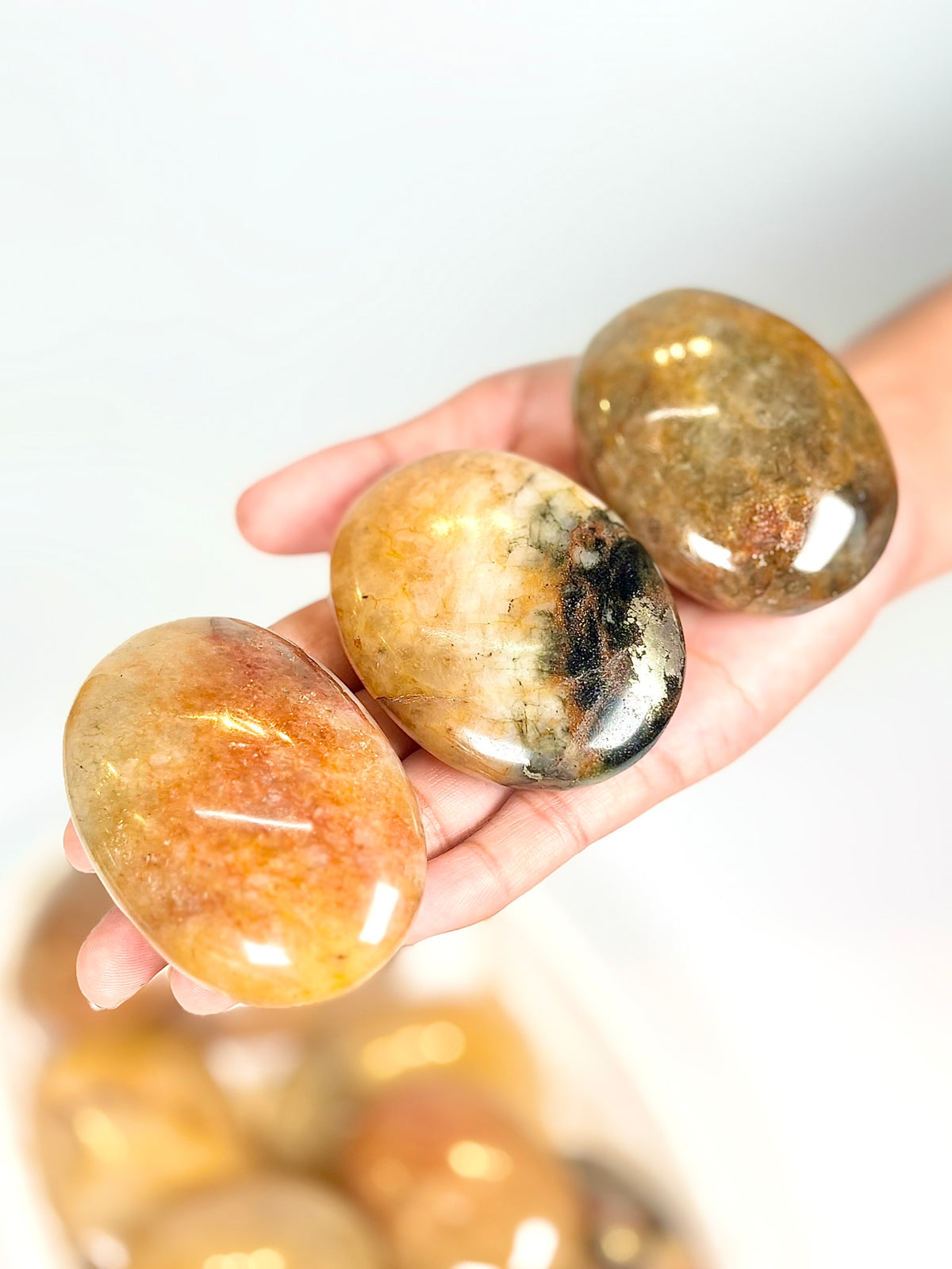 Golden Hematoid Quartz Large Palm Stone
