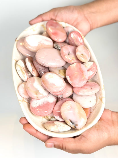 Natural Pink Opal Palm Stone