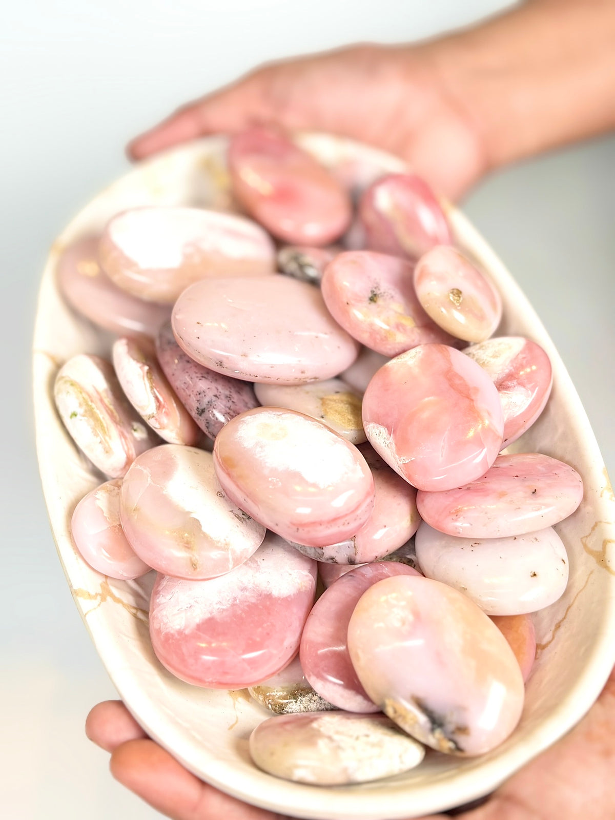 Natural Pink Opal Palm Stone