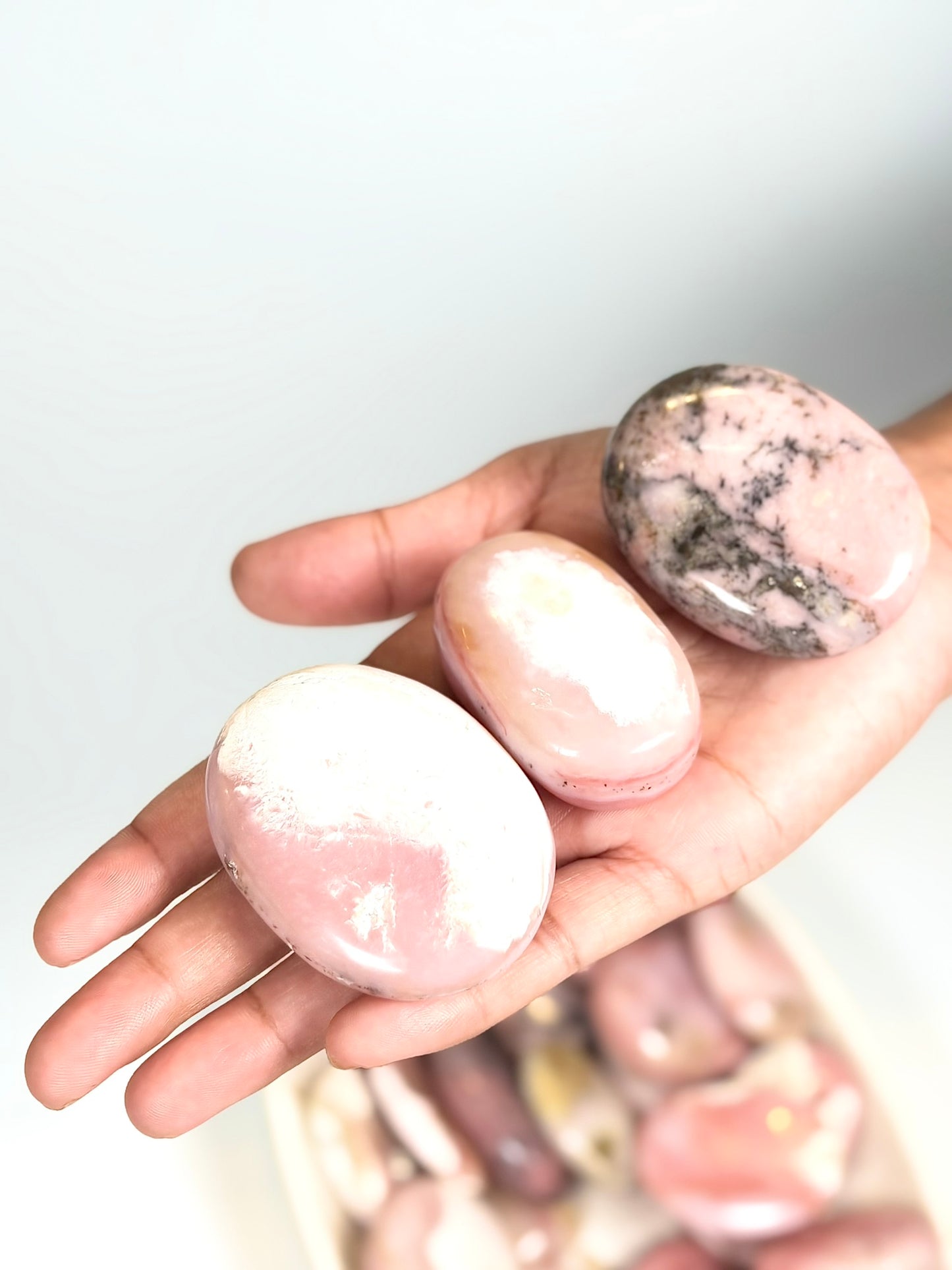 Natural Pink Opal Palm Stone