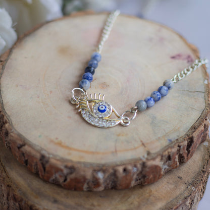 Sodalite with evil eye charm Necklace