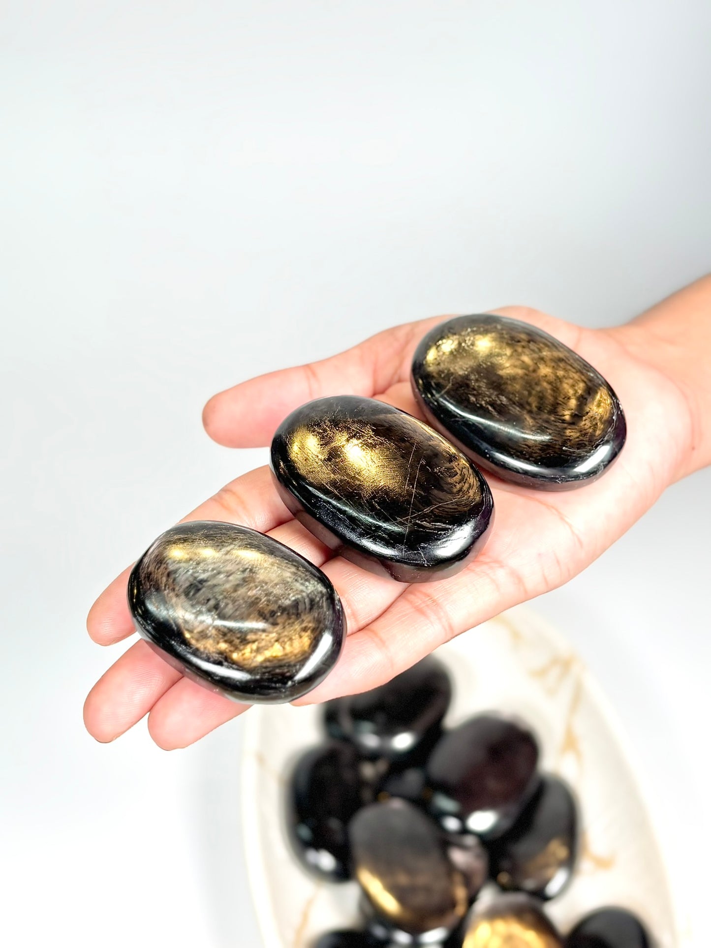 Natural Hypersthene Palm Stone