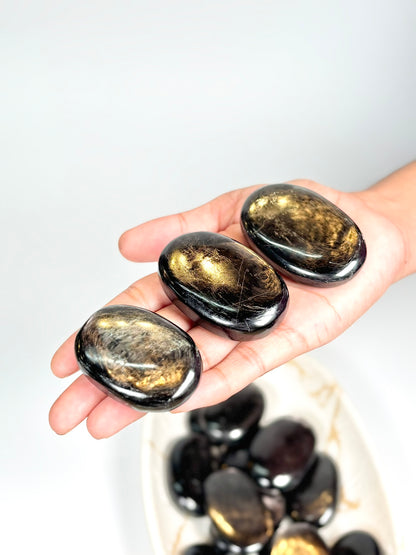 Natural Hypersthene Palm Stone