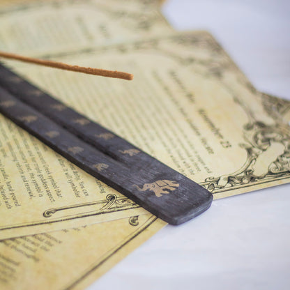 Black wooden Incense Stick Holder with elephant print