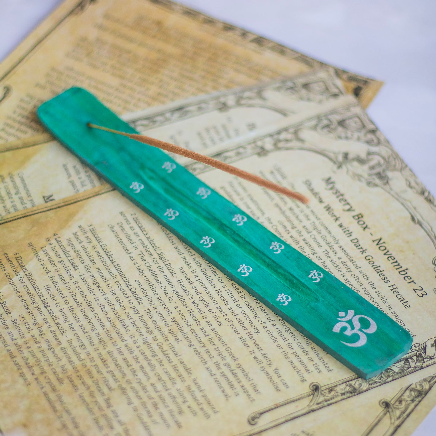 Green Incense Stick Holder with Om Print