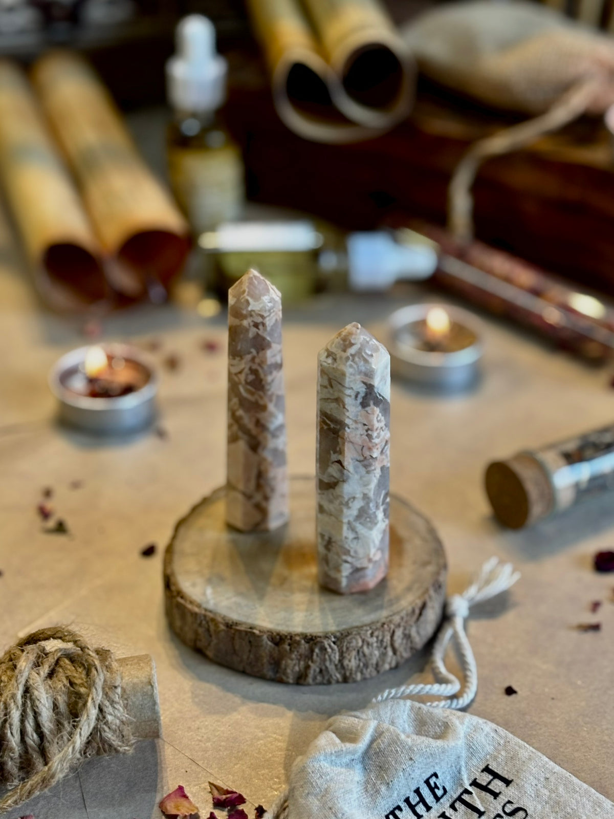 Banded Peach Moonstone Tower