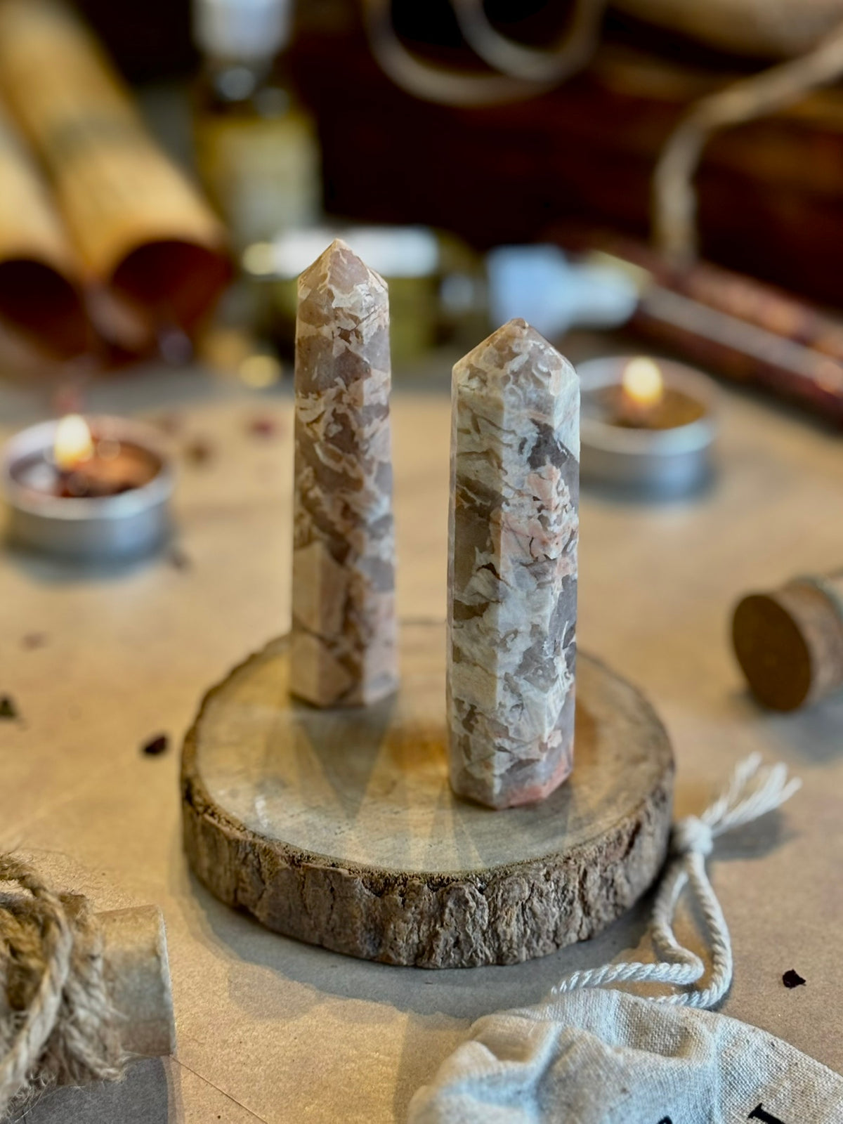 Banded Peach Moonstone Tower