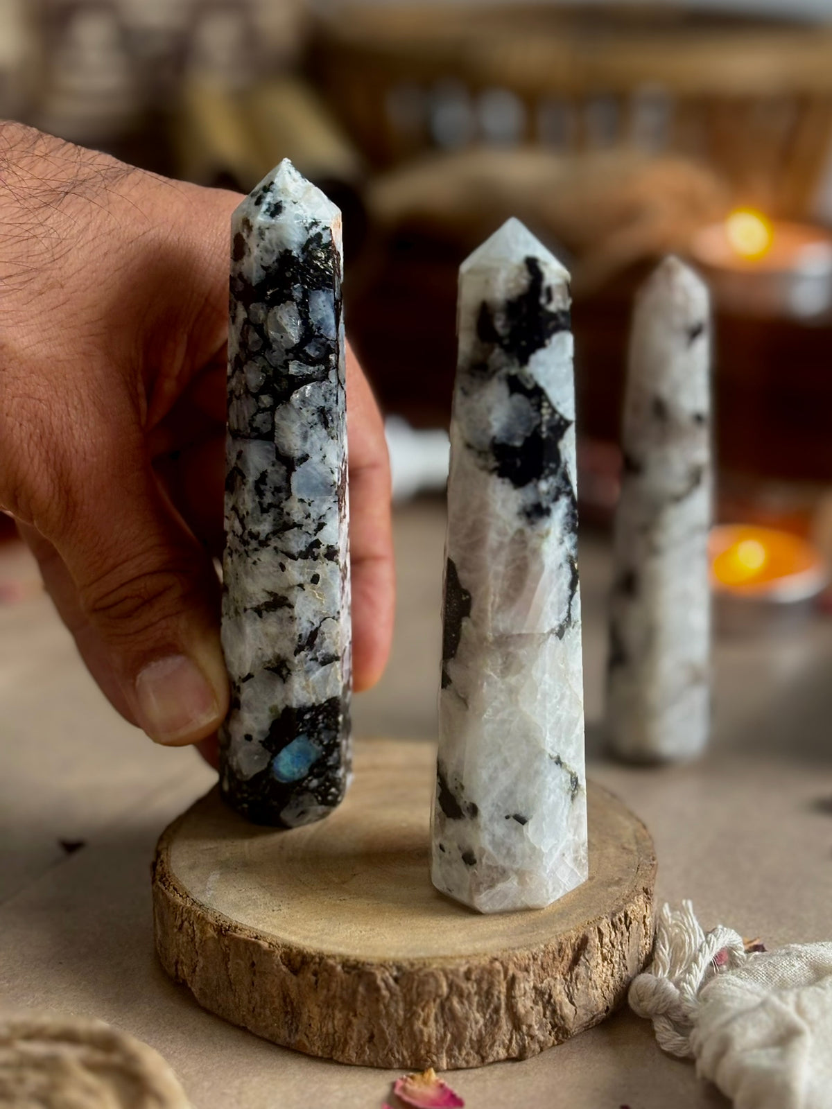 Mini Rainbow Moonstone Tower