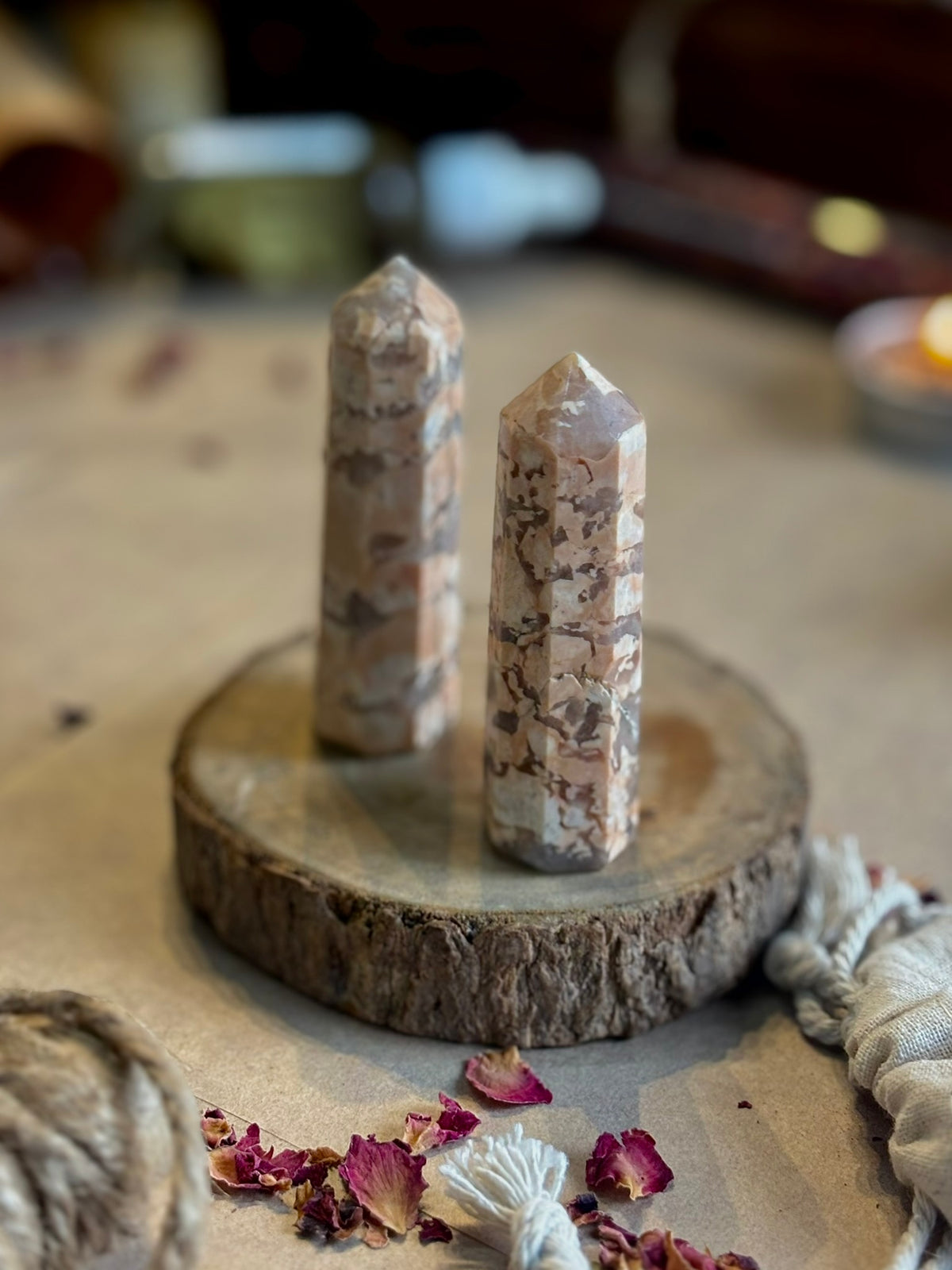 Banded Peach Moonstone Tower