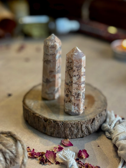 Banded Peach Moonstone Tower