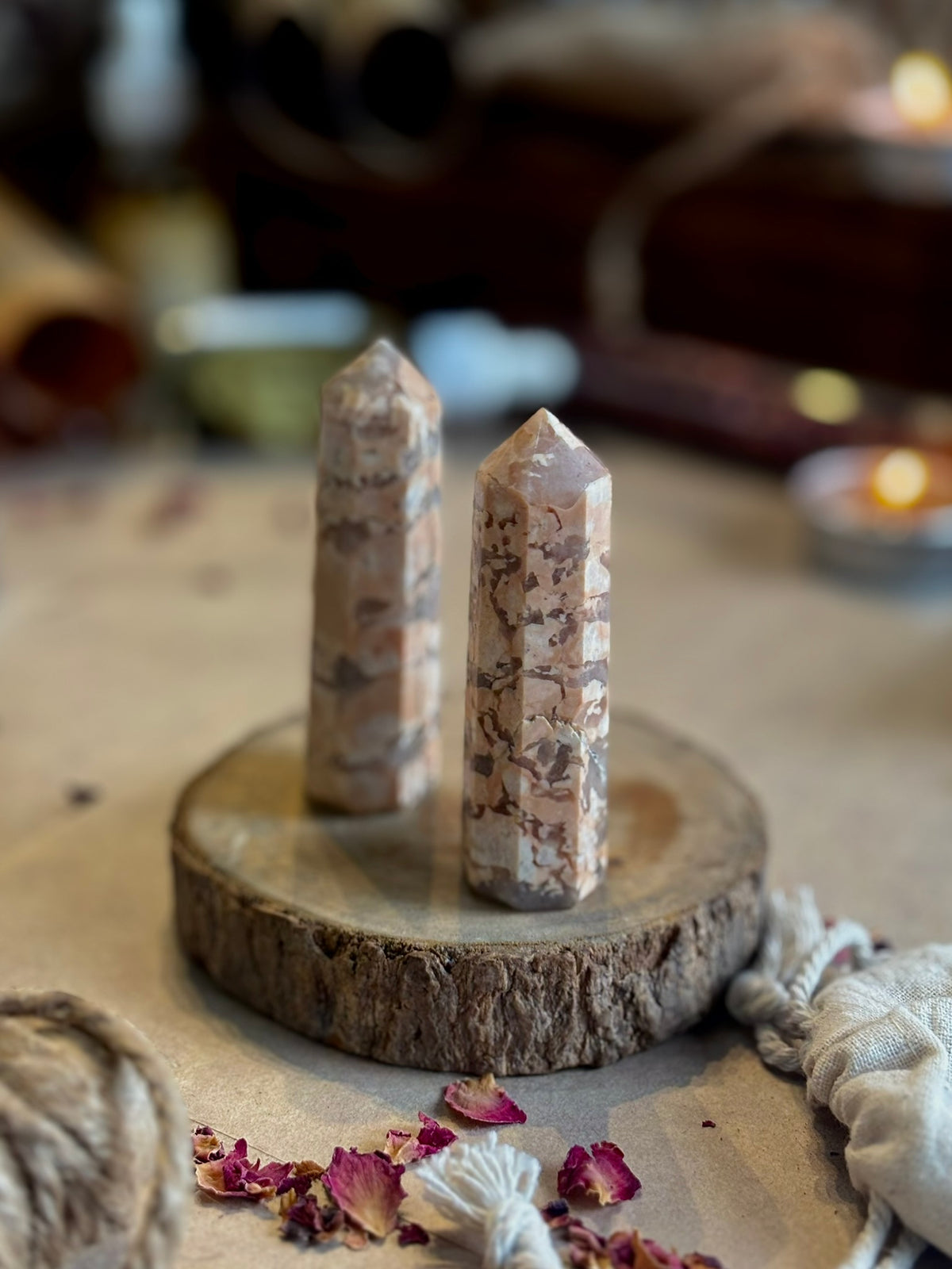 Banded Peach Moonstone Tower