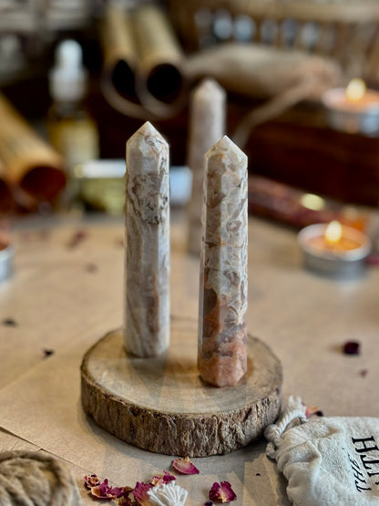 Banded Peach Moonstone Tower