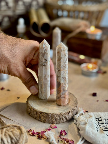 Banded Peach Moonstone Tower