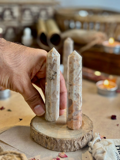 Banded Peach Moonstone Tower