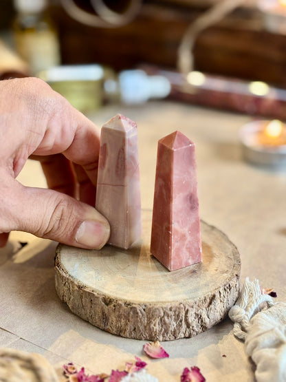 Mini Pink Candy Jasper Tower