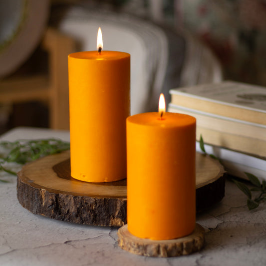 Orange Pillar Unscented Soy Candle
