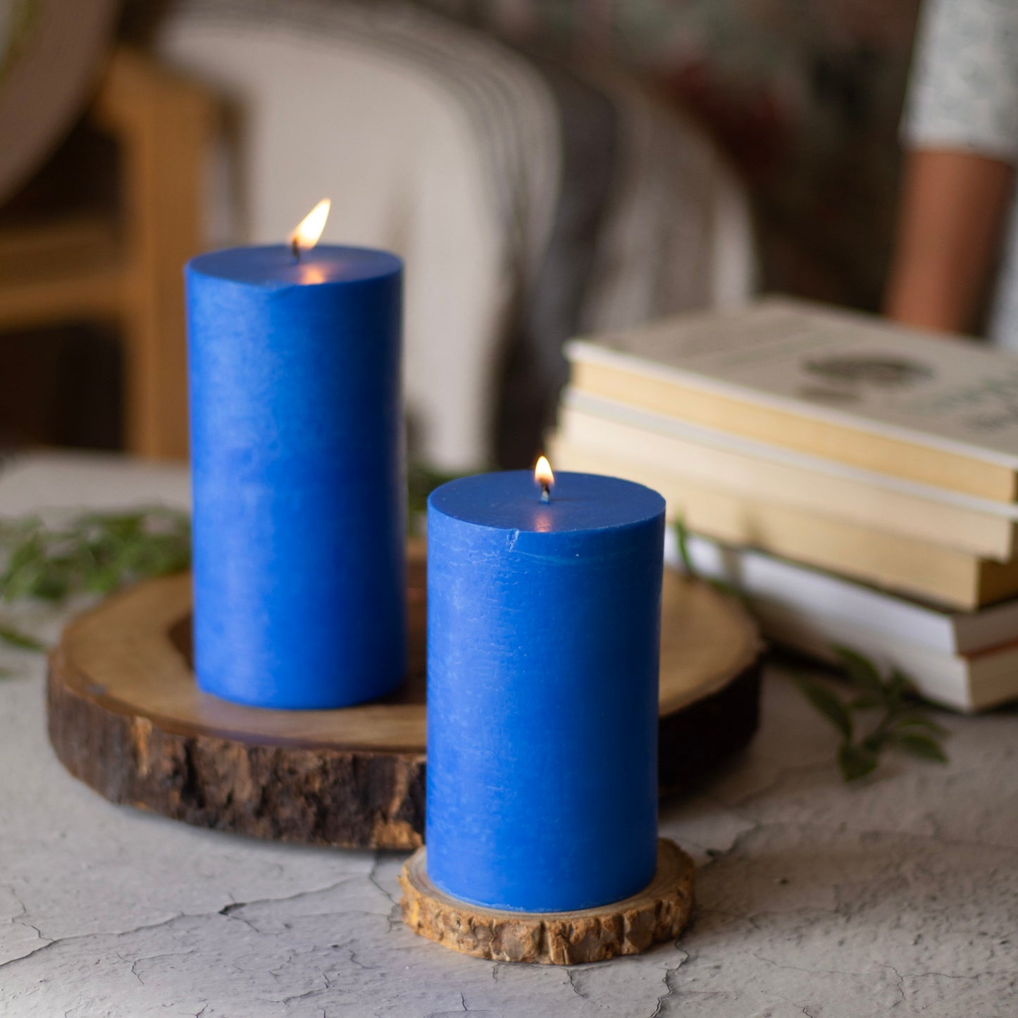 Indigo Pillar Unscented Soy Candle