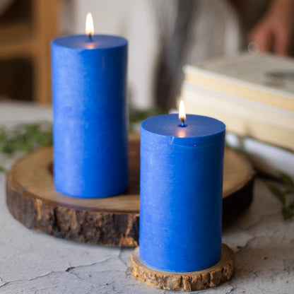 Indigo Pillar Unscented Soy Candle