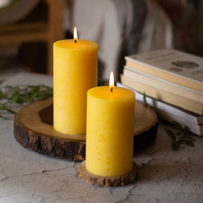 Yellow Pillar Unscented Paraffin Candle