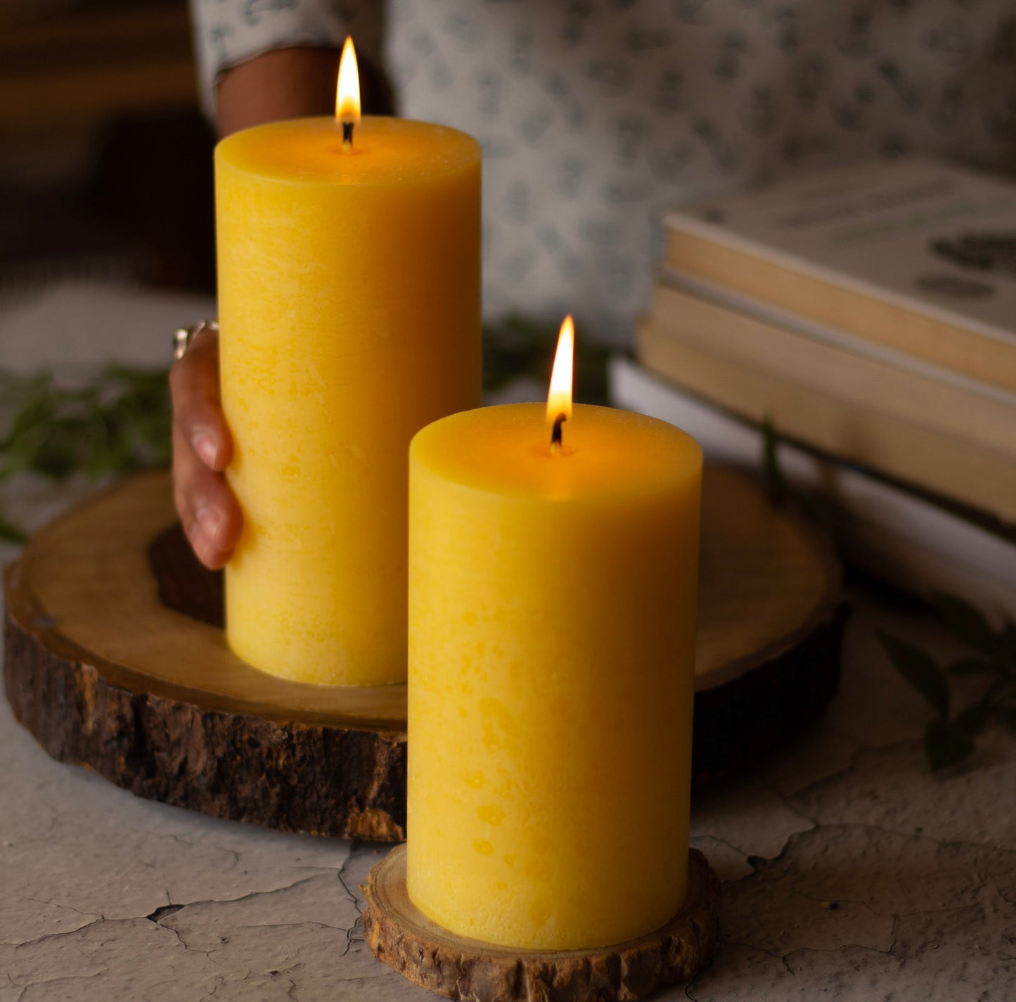 Yellow Pillar Unscented Paraffin Candle